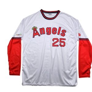 Los Angeles Angels 25 Long Sleeve Jersey Shirt XL Sixth‎ Man Promo SGA White Red